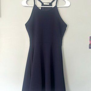 Olivia Rae Navy Blue Halter Neckline Sleeveless Dress (Size Small)